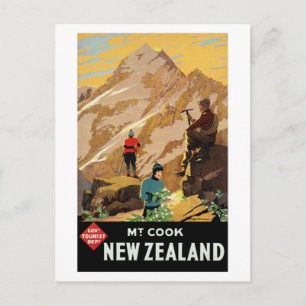 Carte Postale Poster de voyage vintage Mount Cook Nouvelle-Zélan