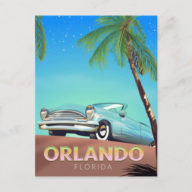 Carte Postale Poster de voyage vintage Orlando Florida, (Devant)