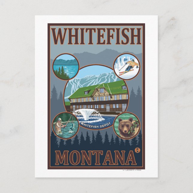 Carte Postale Poster de voyage Whitefish, MontanaScic (Devant)