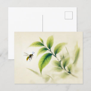 Carte Postale Poster d'encre chinoise sur la branche