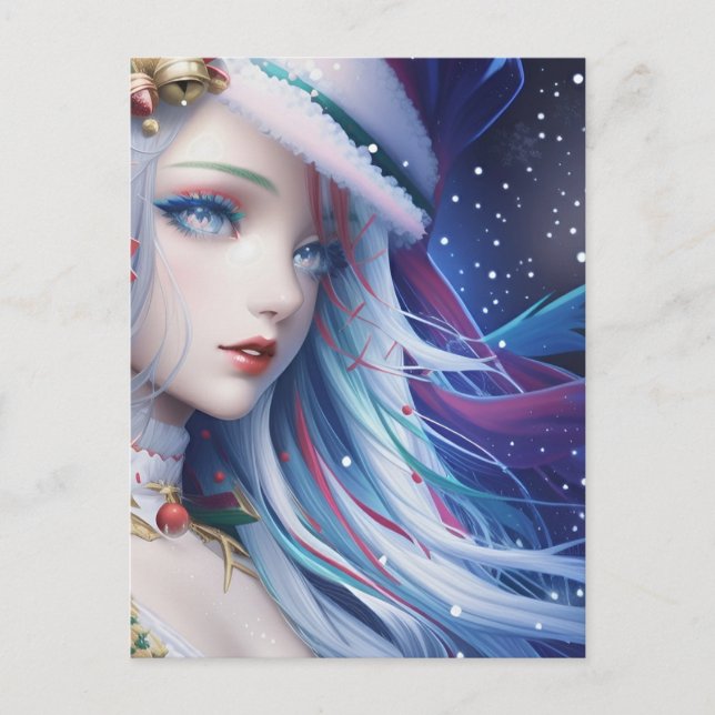 Carte Postale Poster des fêtes de Noël de la fille Anime (Devant)