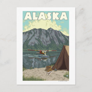Carte Postale Poster du Vintage voyage Bush Plane and Fishing