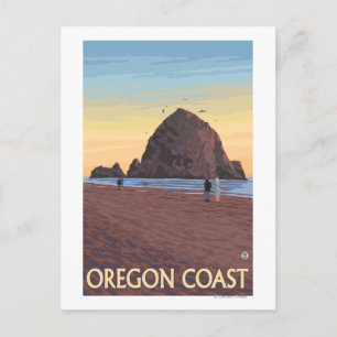 Carte Postale Poster du Vintage voyage Haystack Rock