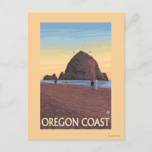 Carte Postale Poster du Vintage voyage Haystack Rock
