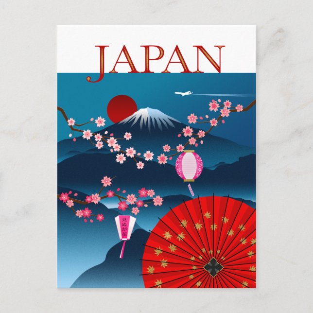 Carte Postale Poster du Vintage voyage japonais le Mont Fuji (Devant)