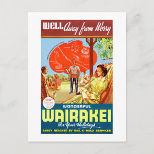 Carte Postale Poster du Vintage voyage néo-zélandais Wairakei
