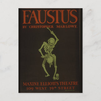 Carte Postale Poster Faustus Squelette rétro Vintage
