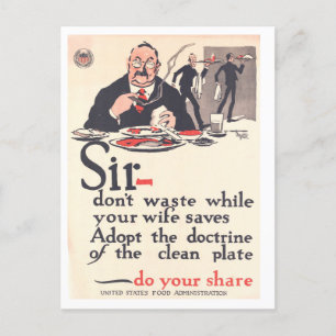 Carte Postale Poster "Plate propre" pour hommes pendant la premi