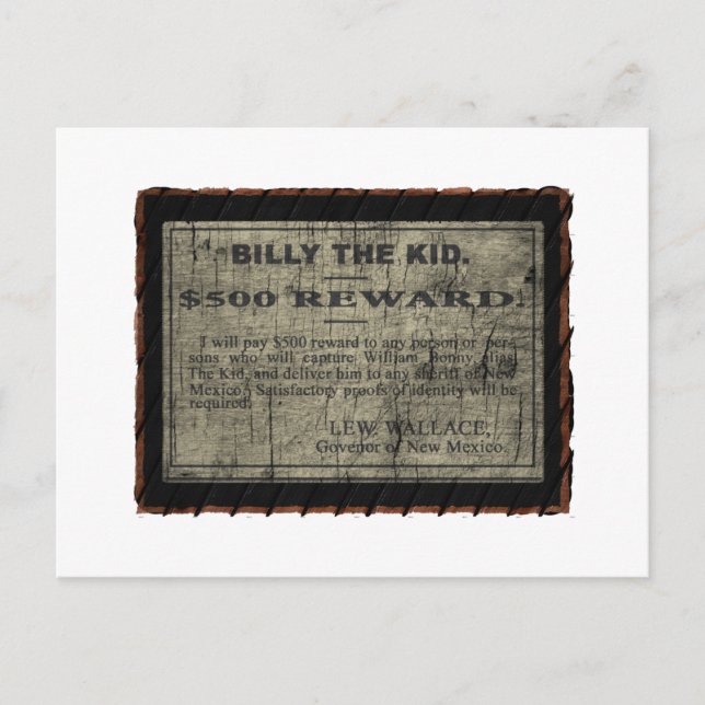 Carte Postale Poster Recherché Billy The Kid (Devant)
