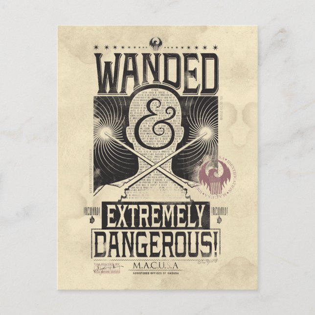 Carte Postale Poster Recherché déambulé et extrêmement dangereux (Devant)