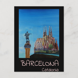 Carte Postale Poster Retro Barcelone