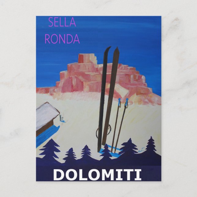 Carte Postale Poster rétro Dolomiti Italie à Sella Ronda (Devant)