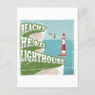 Carte Postale Poster rétro du phare à tête de plage