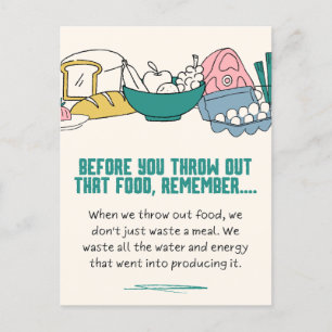 Carte Postale Poster sur l'impact climatique des déchets aliment