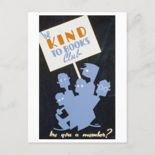 Carte Postale Poster vintage de la bibliothèque du Club "Be Kind