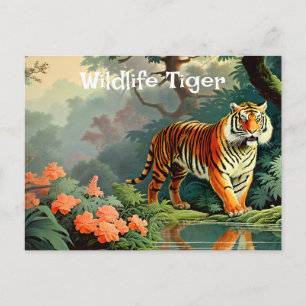 Carte Postale Poster vintage du tigre sauvage de la forêt des ma