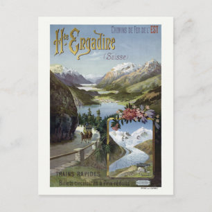 Carte Postale Poster vintage ferroviaire Engadin Suisse