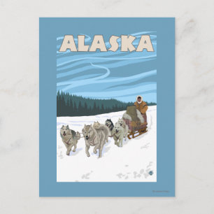 Carte Postale Poster Vintage voyage AlaskaDogsledding