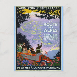 Carte Postale Poster Vintage voyage Art - La Route des Alpes