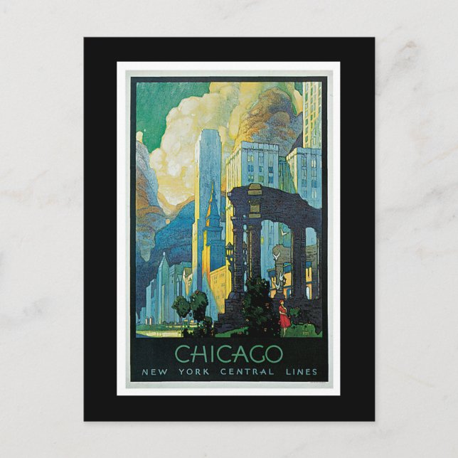Carte Postale Poster Vintage voyage "Chicago" (Devant)