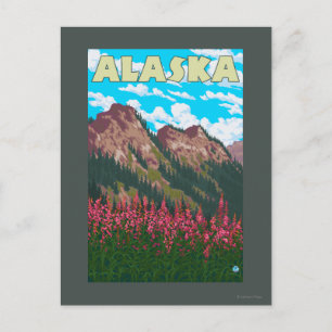 Carte Postale Poster Vintage voyage de l'algue avec montagne