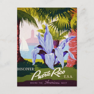 Carte Postale Poster Vintage voyage, Découvrez Porto Rico !