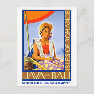 Carte Postale Poster Vintage voyage Java et Bali restauré