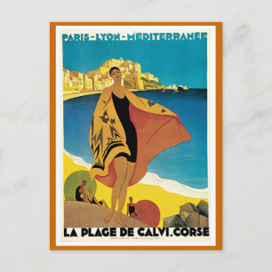 Carte Postale Poster Vintage voyage " La Plage de Calvi"