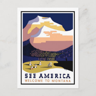 Carte Postale Poster Vintage voyage, Montana