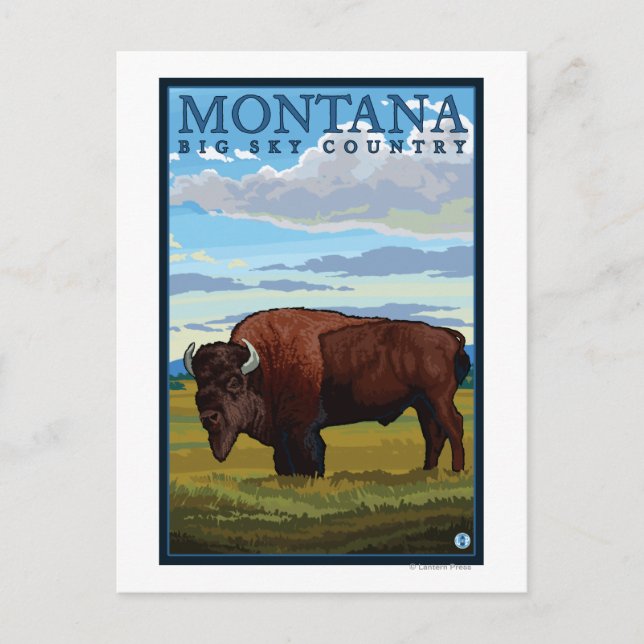 Carte Postale Poster Vintage voyage MontanaBison (Devant)