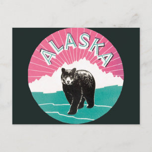 Carte Postale Poster Vintage voyage, Ours noir de l'Alaska en ne