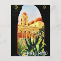 Poster Vintage voyage Palermo Sicilia restauré