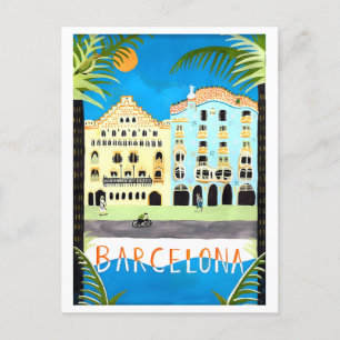 Carte Postale Poster Vintage voyage pour Barcelone, Espagne,