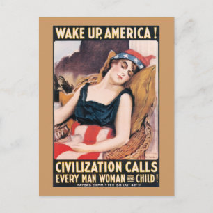 Carte Postale Poster Wake Up America WWI