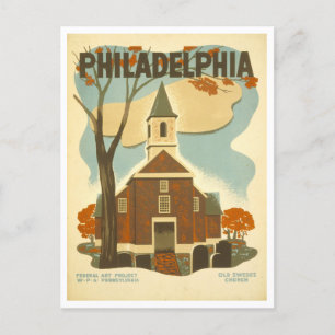 Carte Postale Poster WPA vintage Philadelphie Old Swedes Church