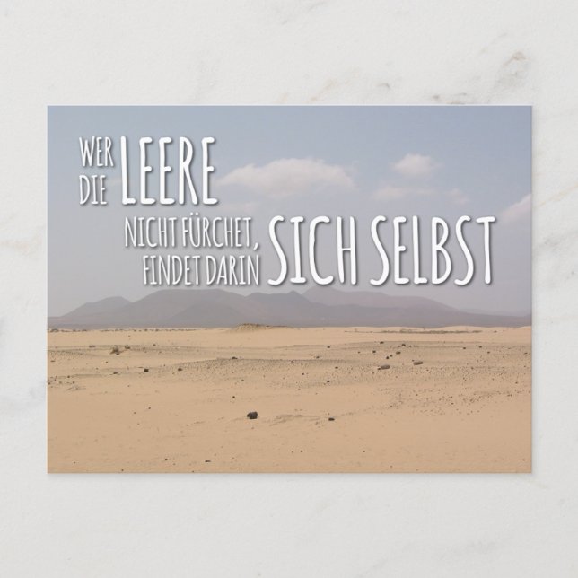 Carte Postale Postkarte „Leere & Selbstfindung“ (Devant)