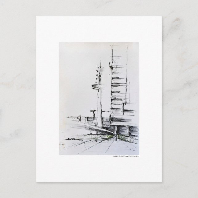 Carte Postale Postkarte Zeichnung Bleistift Hannover Landschaft (Devant)