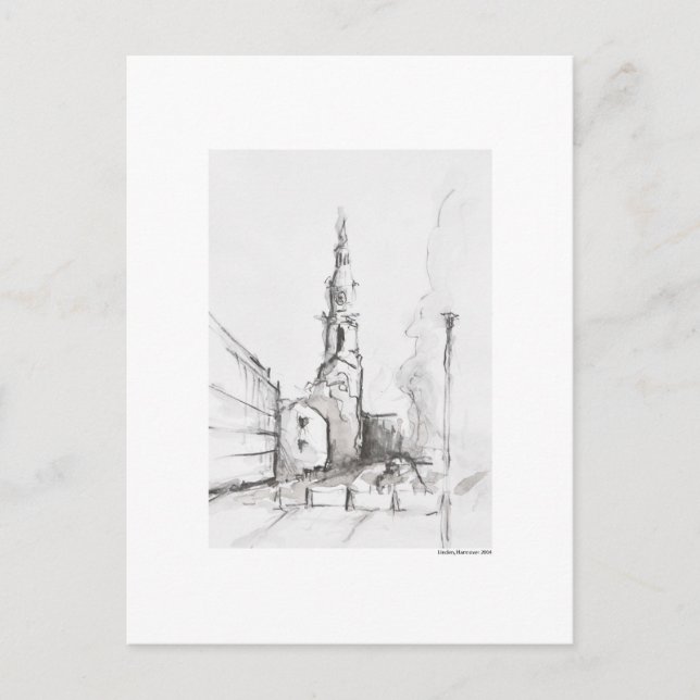 Carte Postale Postkarte Zeichnung Bleistift Hannover Landschaft (Devant)