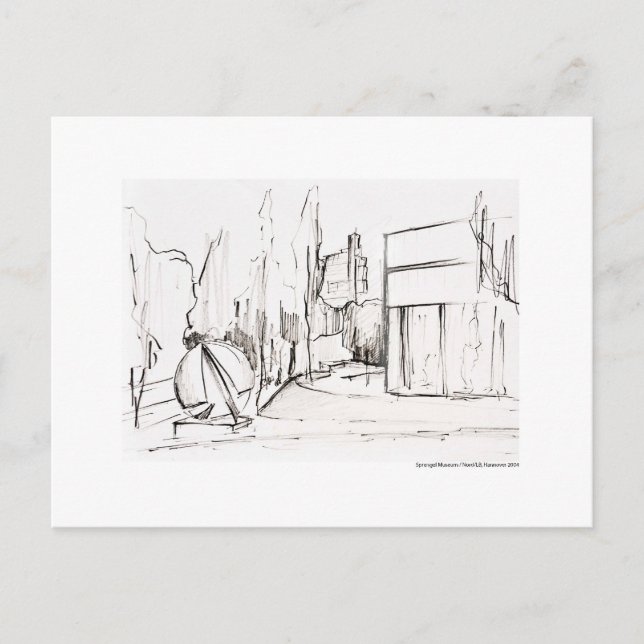 Carte Postale Postkarte Zeichnung Bleistift Hannover Landschaft (Devant)