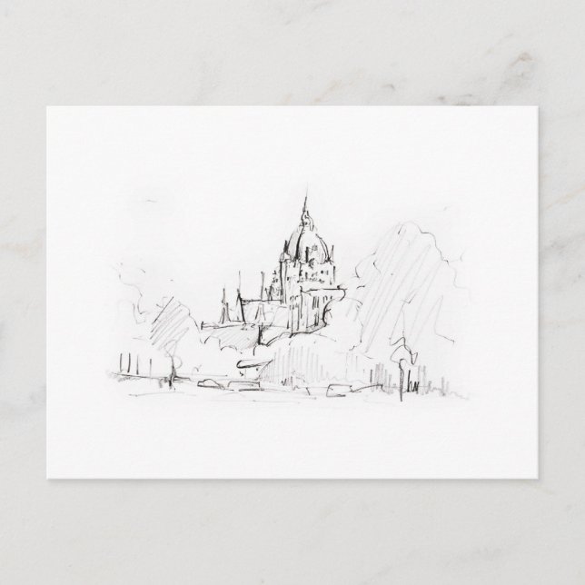 Carte Postale Postkarte Zeichnung Bleistift Hannover Landschaft (Devant)