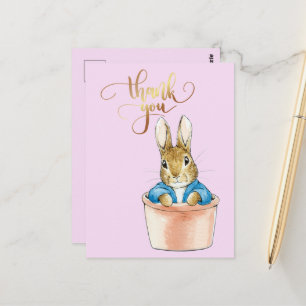 Carte Postale Pot de plante de lapin classique Merci