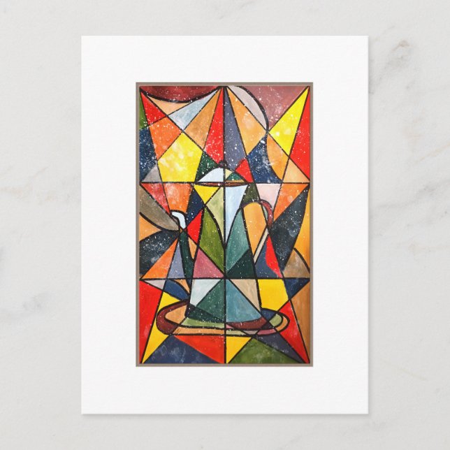 Carte Postale Pot De Thé En Verre Tiré Oeuvre Acrylique (Devant)