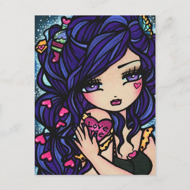 Carte Postale Potion d'amour du coeur Sirène Fée Imaginaire Art  (Devant)