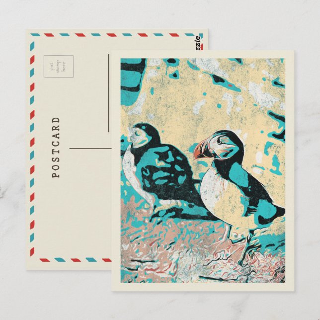 Carte Postale Pouffin atlantique en Islande (Devant / Derrière)