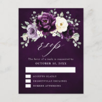 Poule d'aubergine Plum ivoire blanc Floral RSVP Po