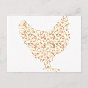 Carte Postale Poulet à motifs clairs