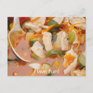 Carte Postale poulet au curry rouge avec légumes