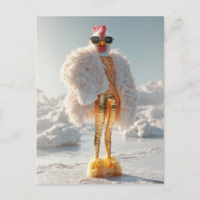 Carte Postale Poulet de Glam sur glace (Devant)