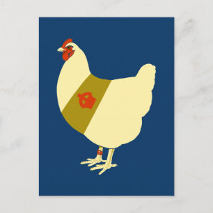 Carte Postale poulet de guerre décoré