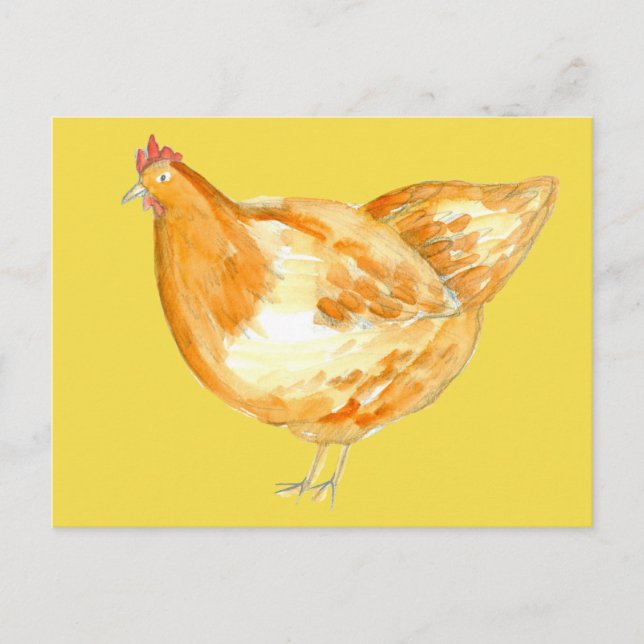 Carte Postale Poulet Hen ferme Animal Sunshine Jaune (Devant)
